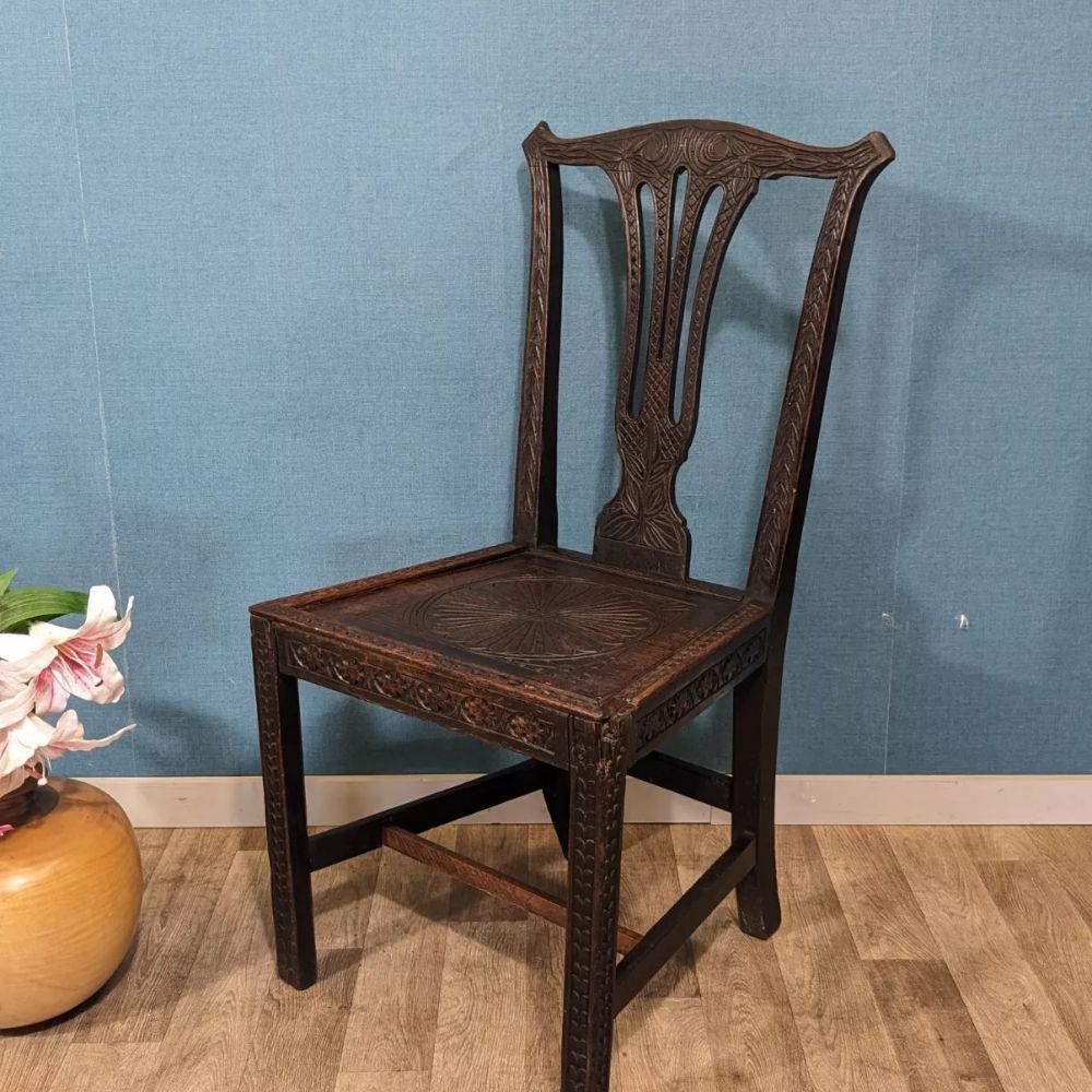 Victorian Carved Hall Chair Bedroom Ornate Daisy
